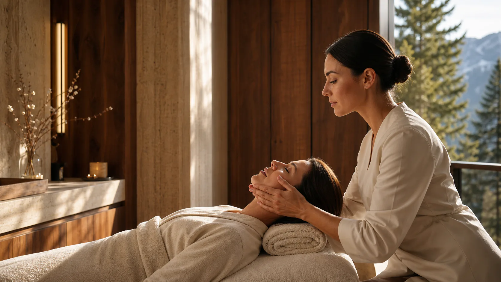 Straffungsorientierte Gesichtsmassage beim Lift & Firm Treatment
