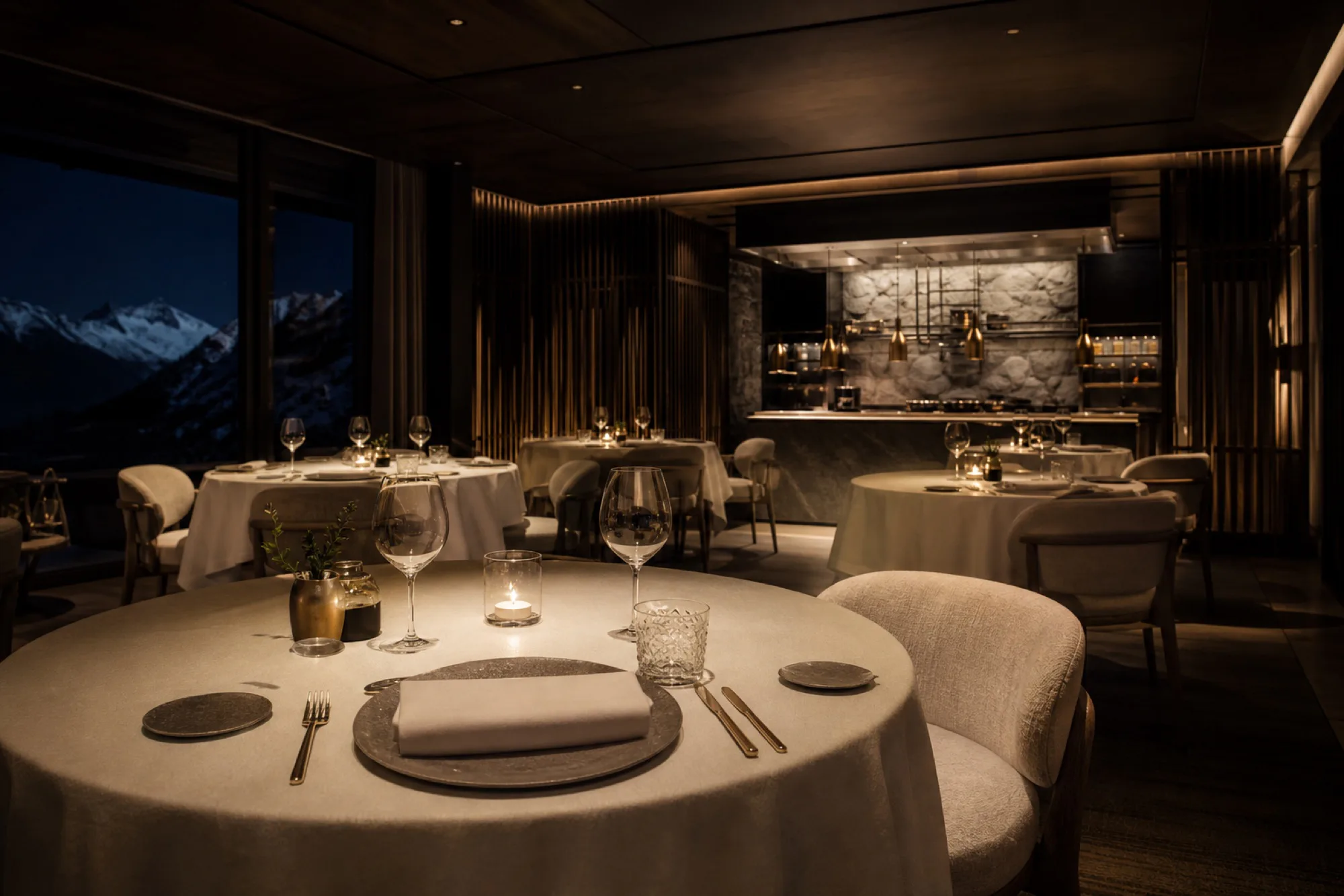 Intimer Gastraum des Zwei-Sterne-Restaurants Aura