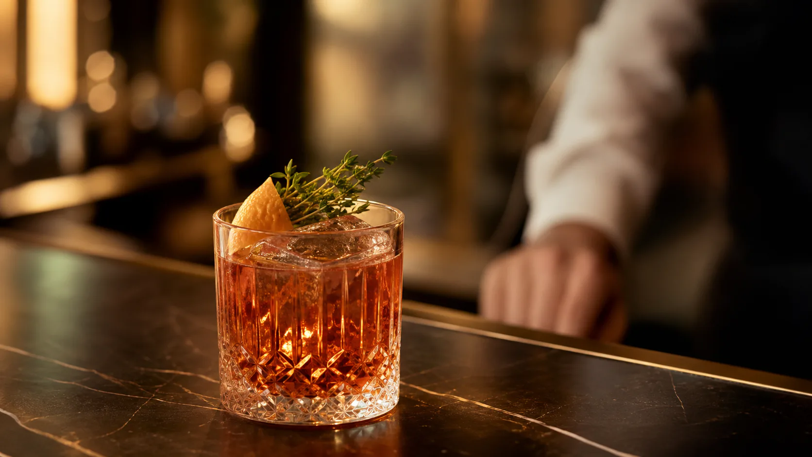 Signature Cocktail an der Bar von The Peak