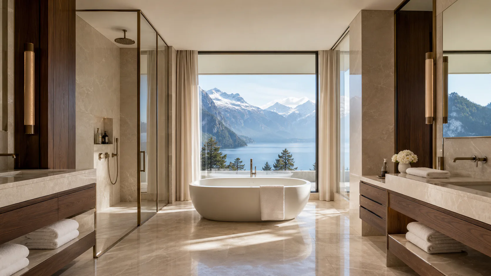 Helles Marmorbad des Alpine Deluxe Zimmers