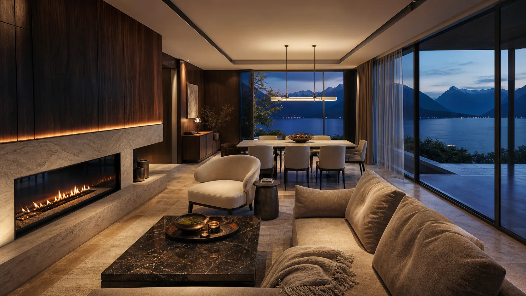 Kaminlounge der Grand Elysian Suite