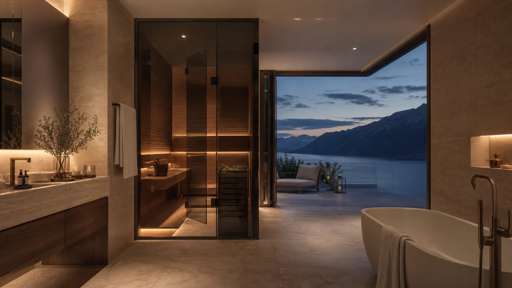 Private Sauna der Grand Elysian Suite an der Terrasse