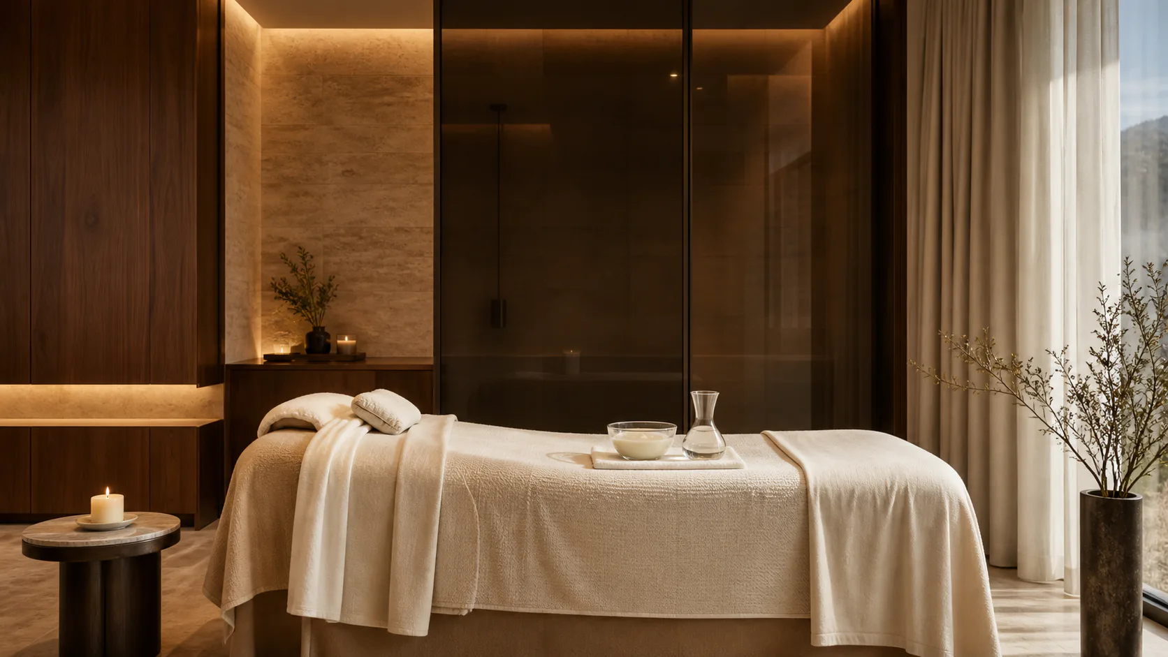 Vorbereiteter Hydra Body Wrap in warmer Spa-Umgebung